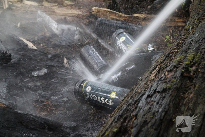 Brand door lachgascilinders veroorzaakt rookontwikkeling