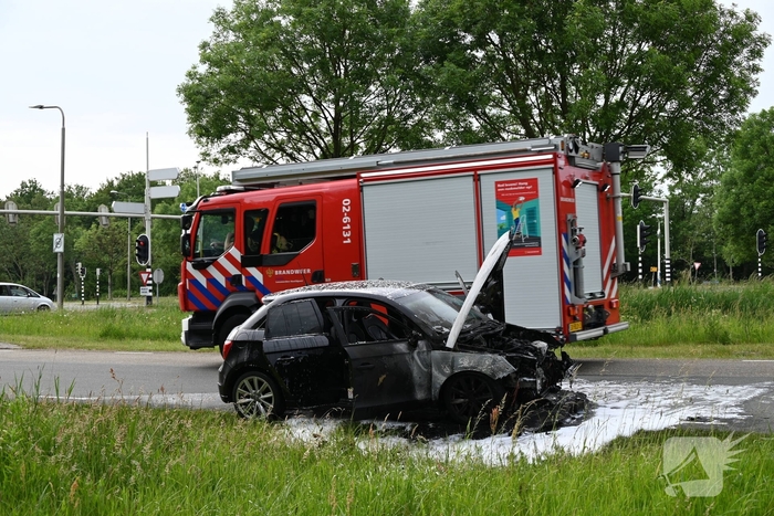 Motorcompartiment verwoest door brand