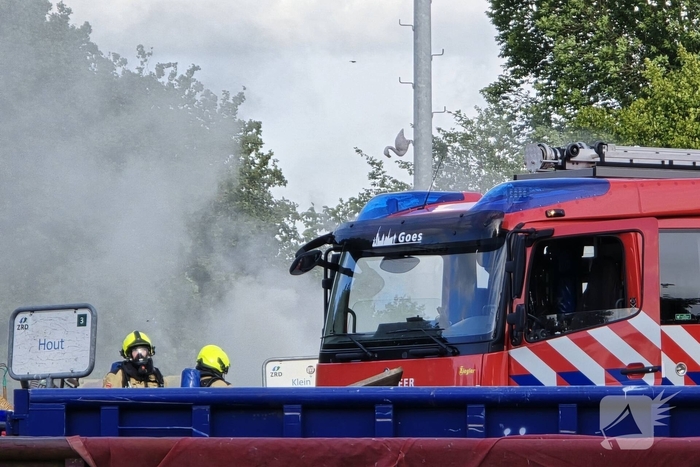 Brand in container bij milieustraat