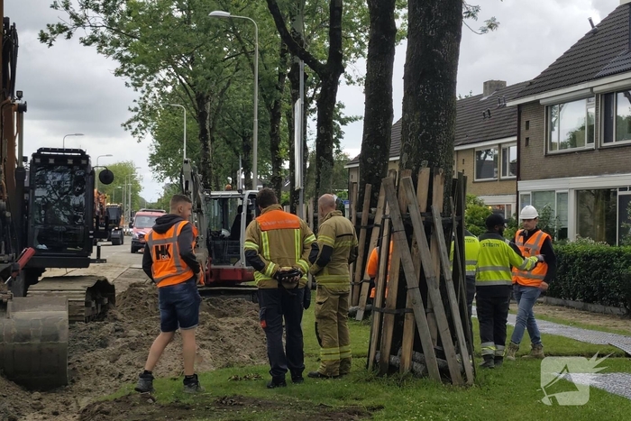 Gas spuit uit kapotte leiding door werkzaamheden