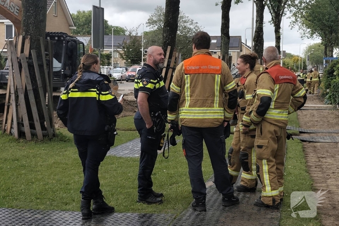 Gas spuit uit kapotte leiding door werkzaamheden